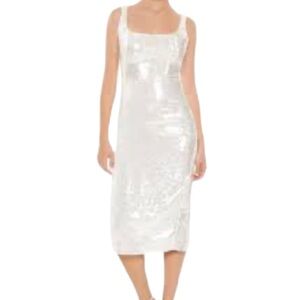 Forever Twenty One Sequin Bodycon Midi Tank Dress White Size Small